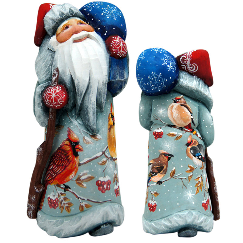 Chef de noël sculpté à la main en bois cardinals