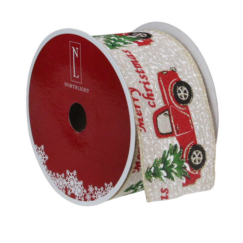 Rubans de bricolage verts et rouges avec arbres de Noël 2,5 po x 16 verges