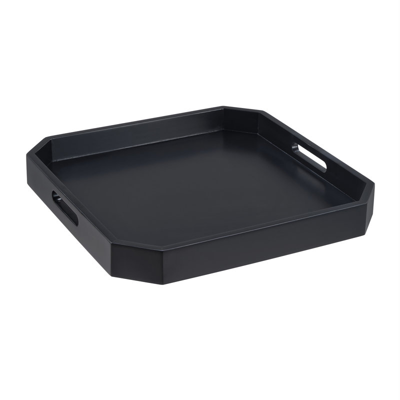 Burke Geometric Decorative Serving Tray, Black