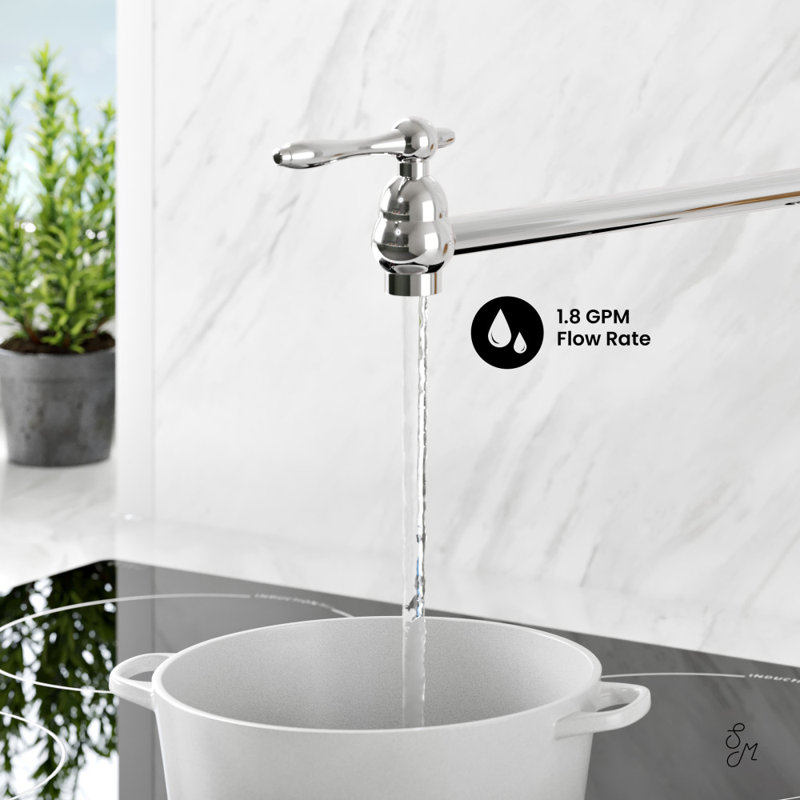 Plaisir Retractable Wall Mount Pot Filler Faucet, Polished Chrome