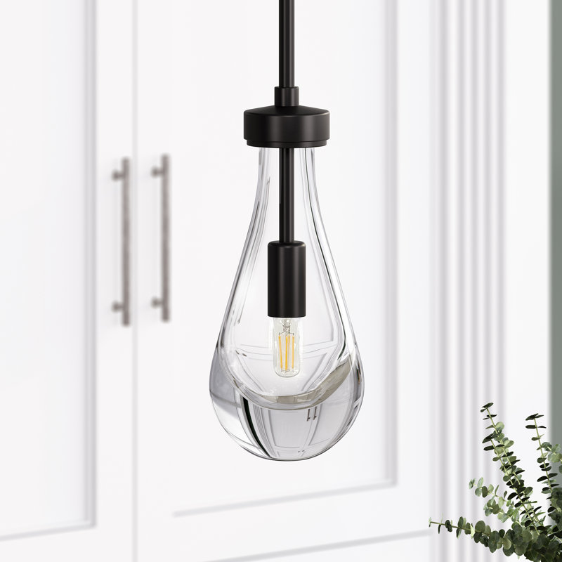Luminaire suspendu en forme de goutte à 1 lumière Ginsburg, Bronze noirci