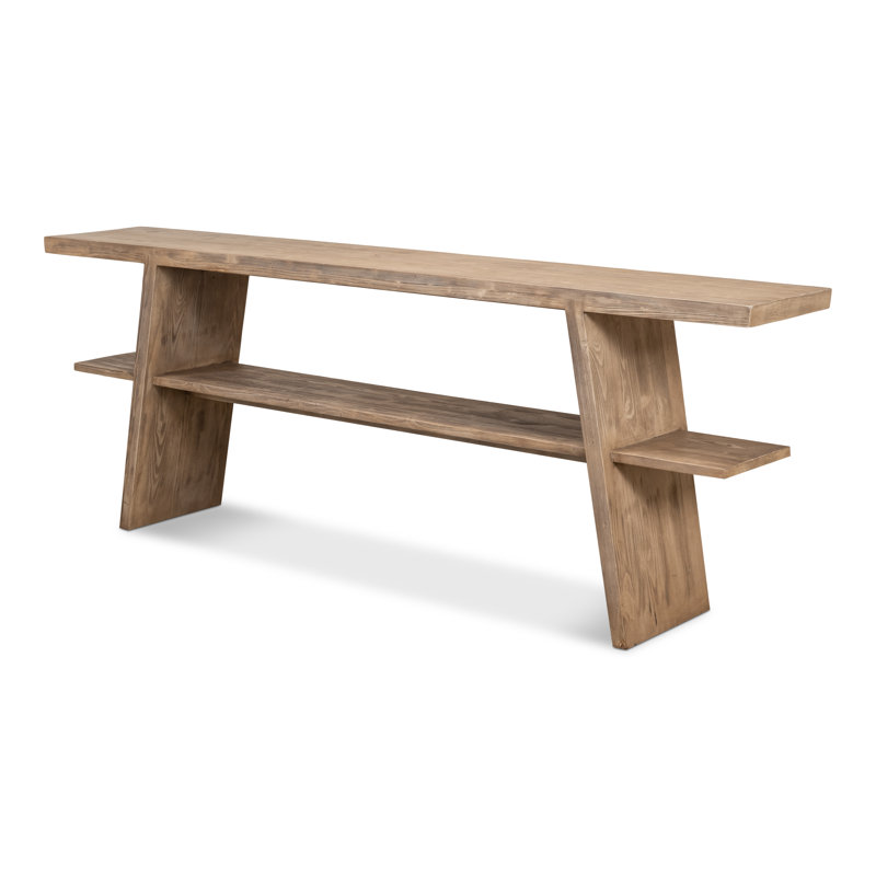 Bodega Natural Pine Rectangular Console Table with Shelf