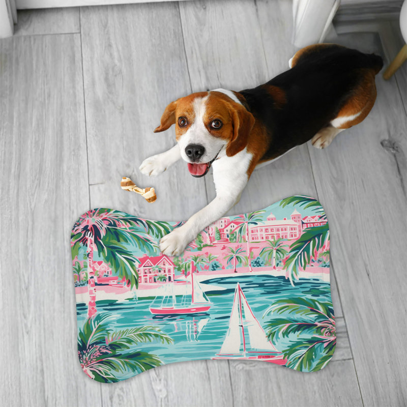 Trendy Sea Town Art - 1 Piece Bone Shape Feeding Mat