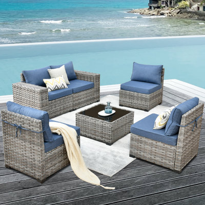 Dikembe 5 - Person Patio Conversation Set with Cushions