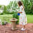 Beveled Flower Light Brown Polyresin 2-Tier Birdbath Water Fountain
