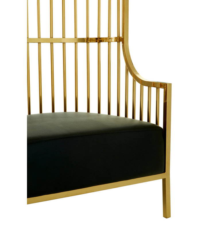 Leather Club Chair, Gold, Green Genuine Leather/Gold