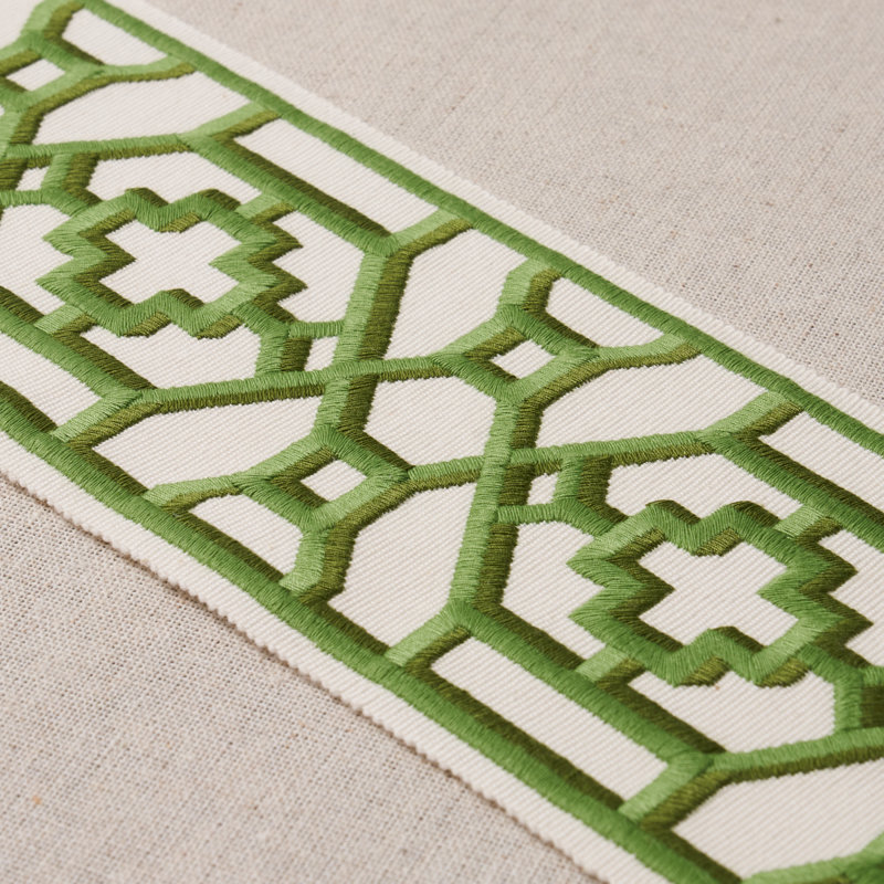 Schumacher x Mary McDonald Zanzibar Trellis Tape, Jade