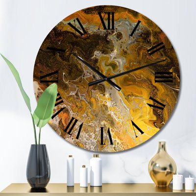 Horloge murale moderne jaune, jaune, noir et orange
