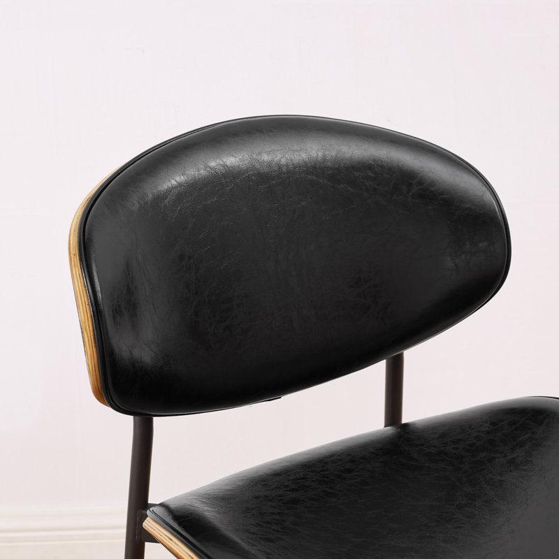Chaises de salle à manger rembourrées en similicuir, Noir, noir, noir, noir