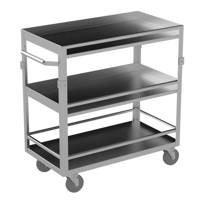 Chariot utilitaire quadrail 3 tablettes avec lèvres, H 32,5 po x l 24 po x P 16 po