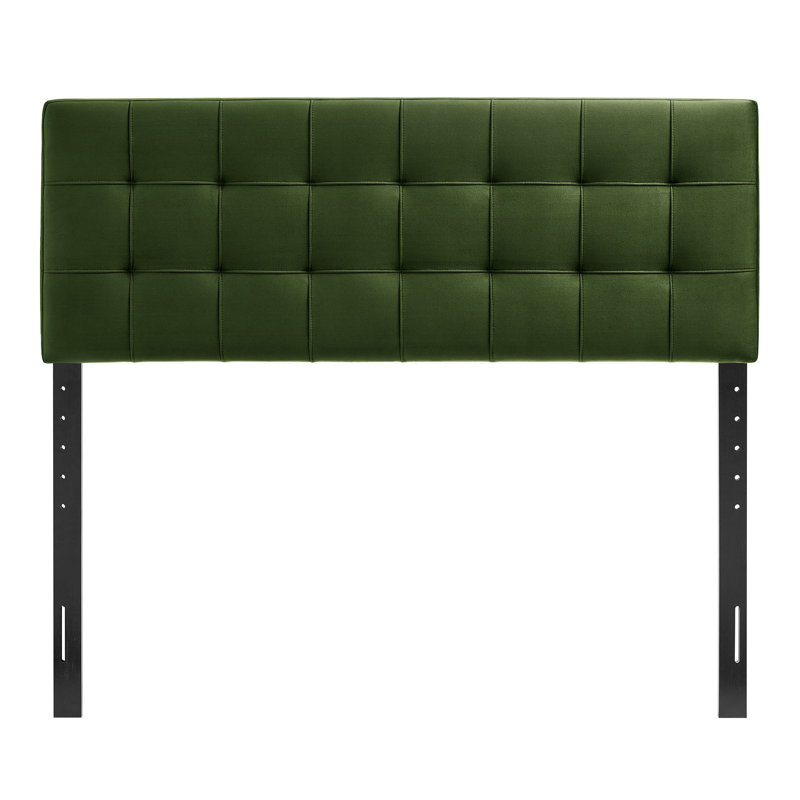 Tête de lit grand format en velours résistant aux taches Peyton, Grand lit, Vert mousse