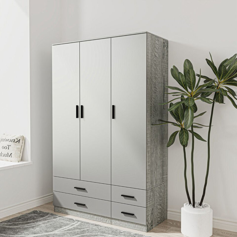 Retonia Manufactured Wood Wardrobe, Ash Grey/Grey