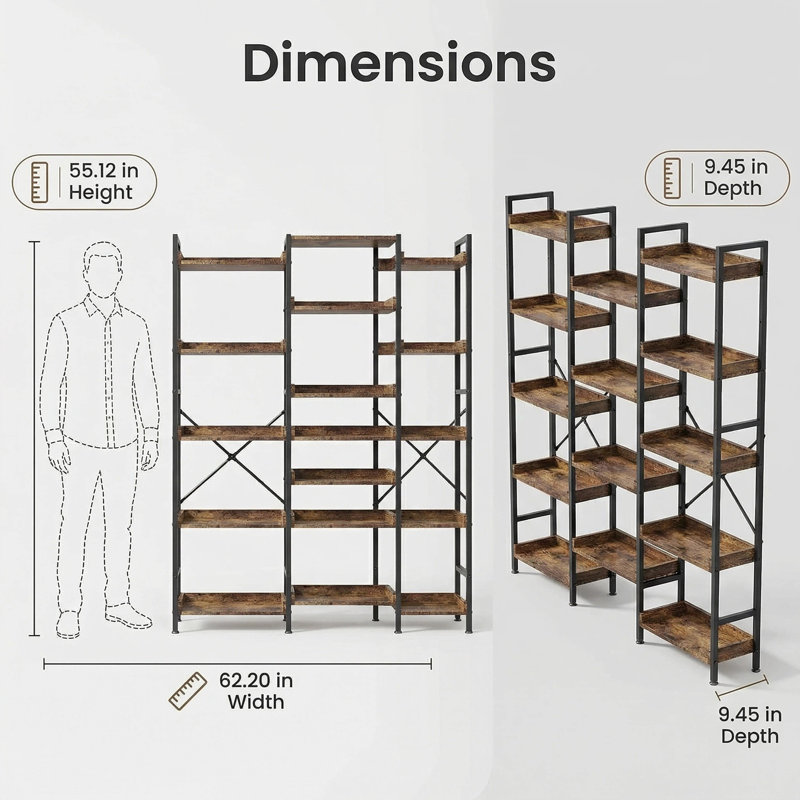 140cm H x 158cm W Metal Bookcase
