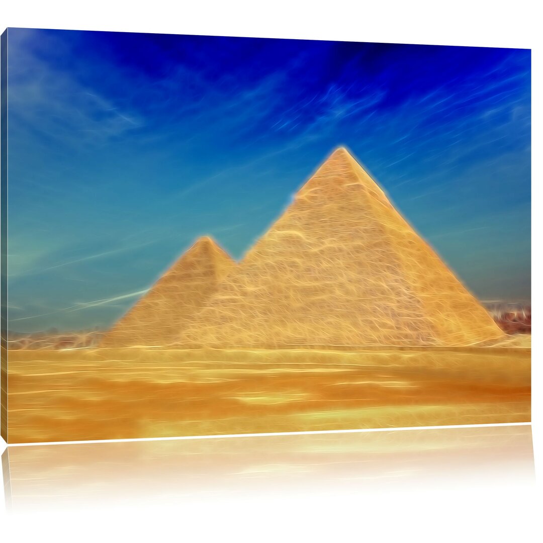 Leinwandbild Pyramiden von Gizeh in Ägypten in Dunkelblau/Beige