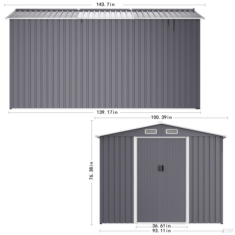 Outdoor Storage Shed Large Metal Tool Sheds, Heavy Duty Storage House With Sliding Doors With Air Vent For Backyard Patio Lawn To Store Bikes, Tools