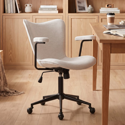 Fauteuil de bureau pivotant réglable en tissu avec accoudoirs rembourrés