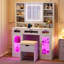 Meuble-lavabo 41,3 po, miroir coulissant, lumières DEL, 3 tiroirs, 2 armoires RVB, tablettes ouvertes, station de recharge, blanc