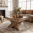 31.49" Square Wood Coffee Table With X-Base, Farmhouse Accent Center Table For Living Room, Small Spaces