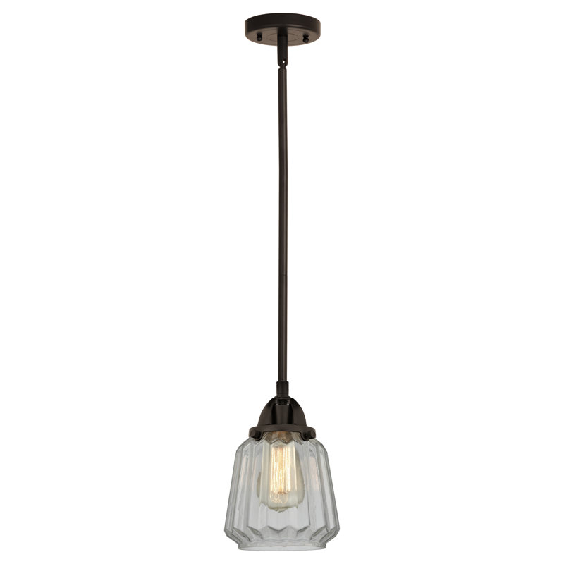 Nouveau 2 - Kushtrim - Mini-luminaire suspendu à tige 7 po 1 lumière - Ampoule DEL , Clair, Bronze frotté à l'huile