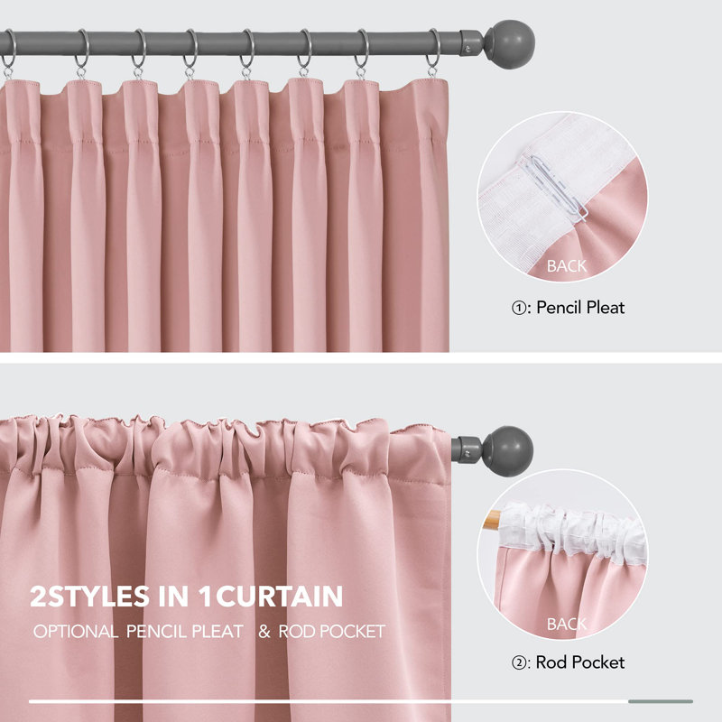 Rahkiem Polyester Blackout Pinch Pleat Curtain Pair, 55cm Width x 245cm Drop