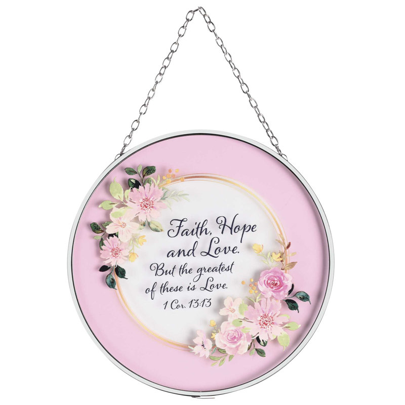 Attrape-soleil floral rose Faith Hope Love