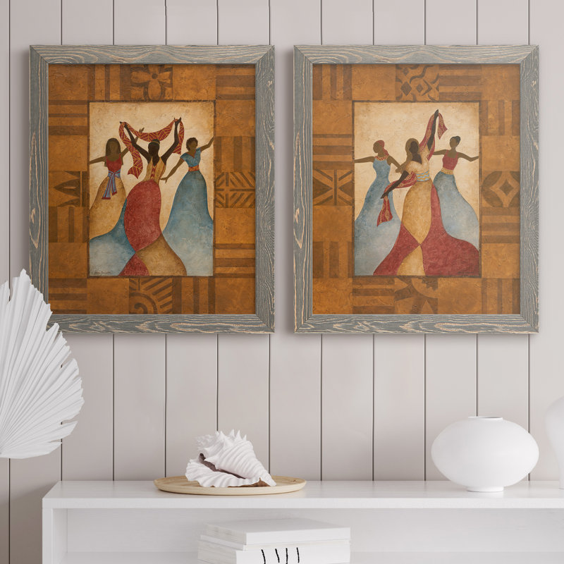 Rythme - ensemble de 2 reproductions d'art sur toile encadrées, H 20 po x l 34 po x P 1,5 po, Encadré gris