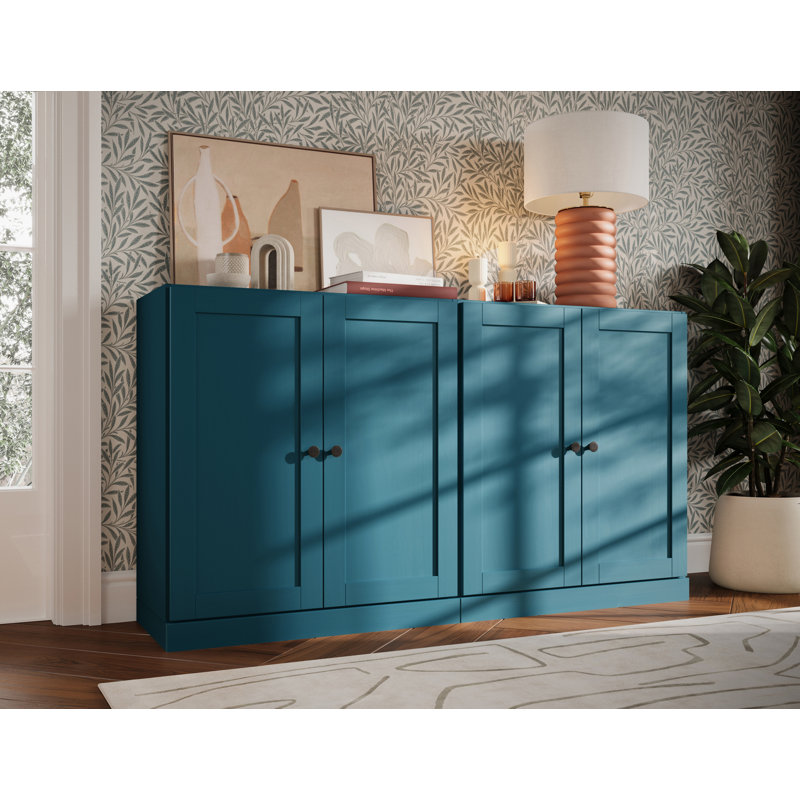 Palace Imports 100% Solid Wood 64" Sideboard with Shaker Doors & Adjustable Shelves, Teal Blue
