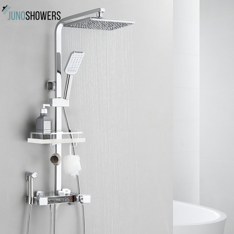 Pomme de douche murale moderne avec bras réglable et débit d'eau à haute pression