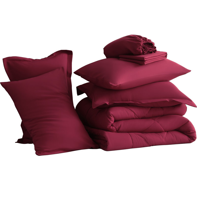 Ensemble de literie pour très grand lit 7 pièces doux et respirant, King (7 Pieces), Vin rouge