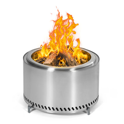 26.3" Dia x 17.9" H Round Stainless Steel Patio Fire Pit with Oxford Cover