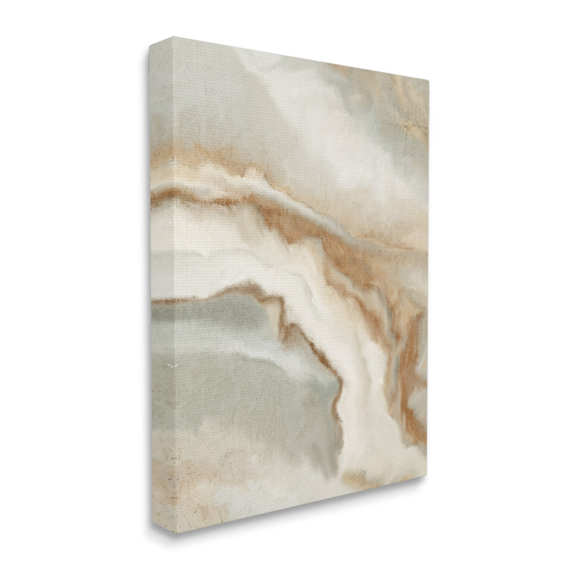 Abstrait, eau, design, brun, beige, gris - Impression sur bois, Toile tendue, H 40 po x l 30 po x P 1,5 po