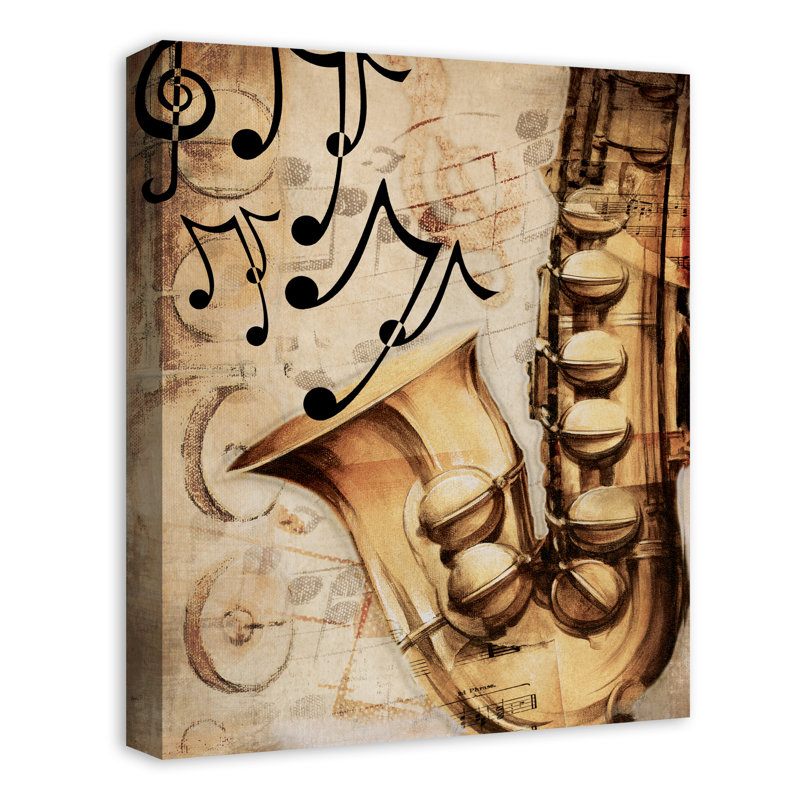 Art sur toile tendue jazz saxophoniste Cattrall, H 30 po x l 24 po x P 1,25 po
