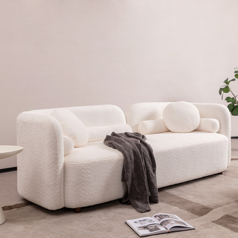 Canapé de luxe moderne 2PCS 2PCS pour le salon, canapé rembourré blanc Boucle Cloud pour bureau à domicile, 3 places