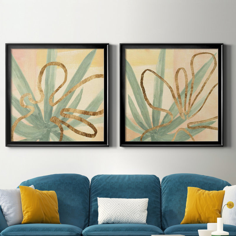 Desert Glow I Desert Glow I - Ensemble de 2 cadres photo, H 26,5 po x l 53 po x P 1,5 po, Toile avec cadre noir, Pas de tapis
