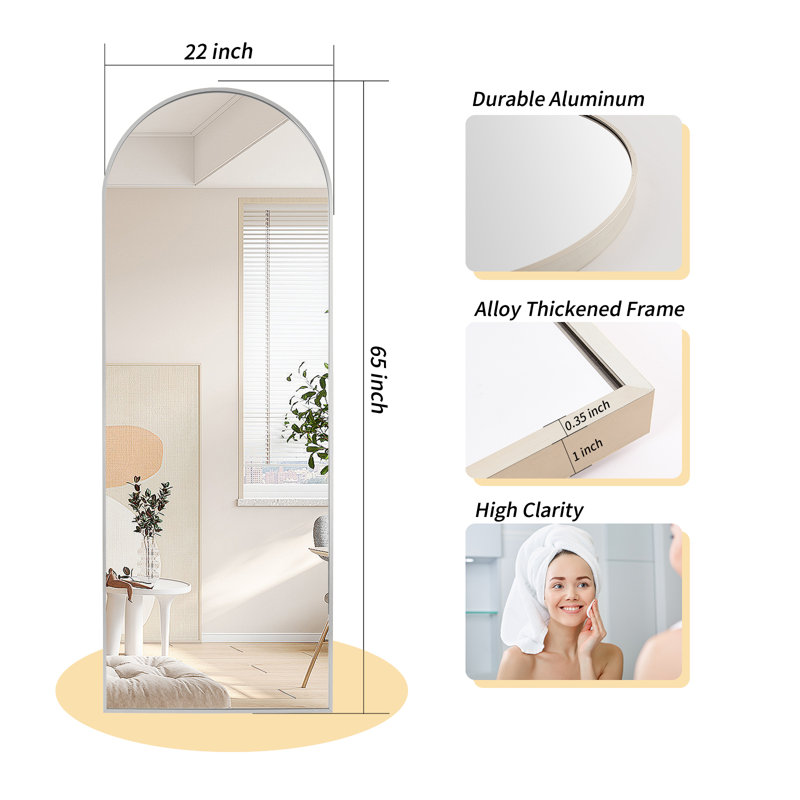 Aluminium Arch Mirror, 162.6cm H x 53.3cm W, Silver