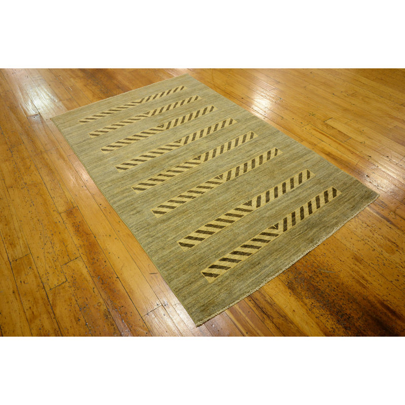 Tapis intérieur de laine brun noué la 3 pi 9 po x 5 pi 11 po one-of-kind Nash