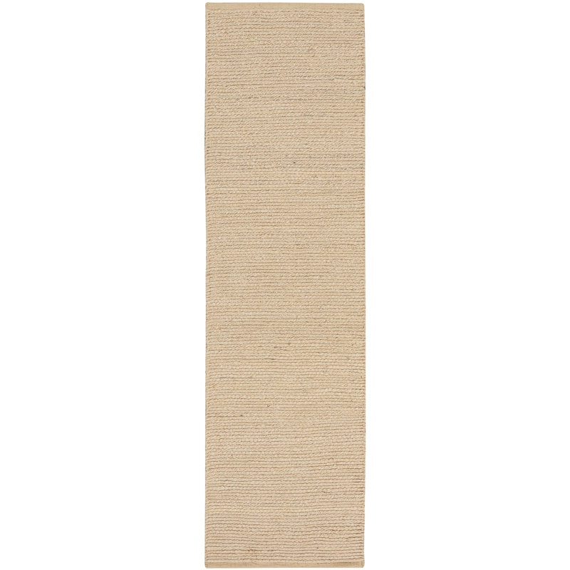 Tapis de couloir beige tissé à la main 10 pi