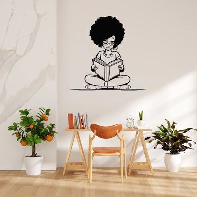 Girl Reading A Book Wall Decal, Girl Book Lover Decor