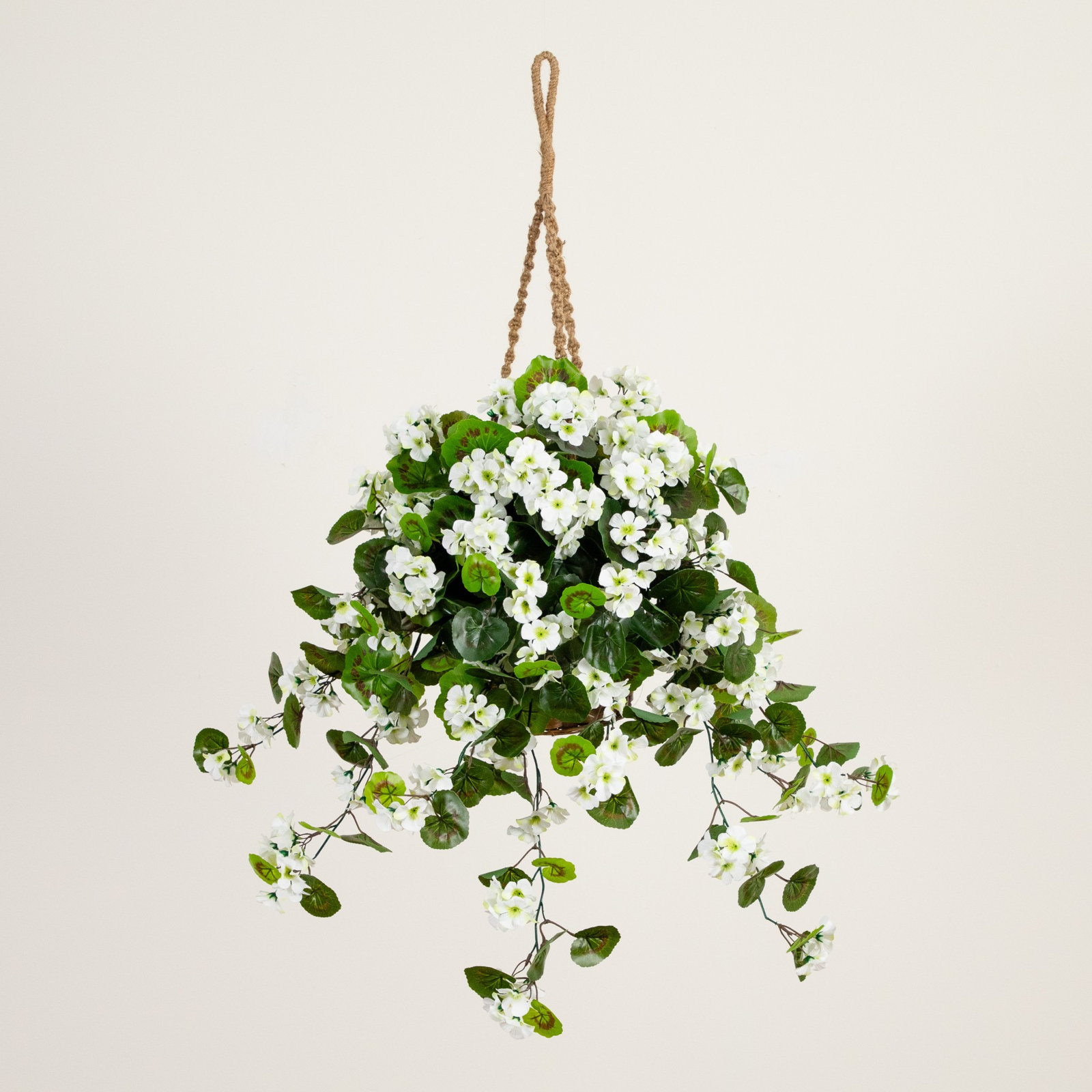 Geranium Hanging Basket UV Resistant (Indoor/Outdoor), White