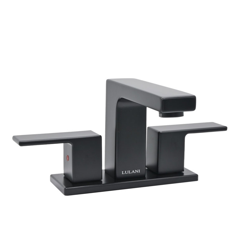 Lulani Centerset Bathroom Faucet with Drain Assembly, Matte Black