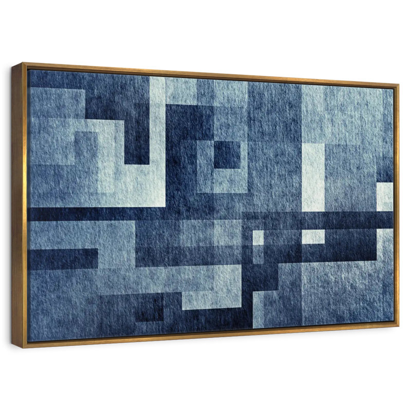 Creative Phung bleu, Cadre flottant doré, 40 po x 27 po