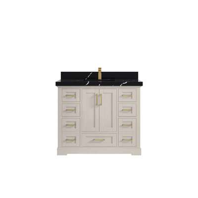 Boston 42 po X P 22 po De salle de bain Quartz noir Calacatta