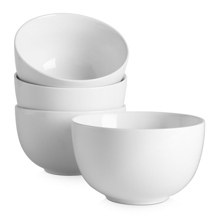 DOWAN White Ceramic Bowls with Lids, Serving Bowls with Lids, Food Storage  Container, 64/42/22/12 oz, Set of 4 