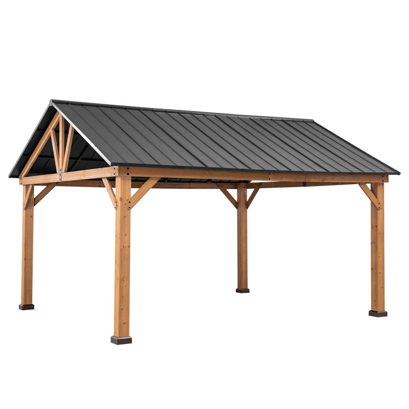 Cedar wood gazebo REBRA - 404cm x 465cm, anthracite