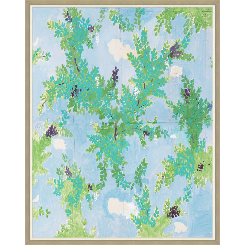 Arbres Et Nuages Print by Paule Marrot, Silver Framed, 54" H x 43" W x 1.25" D