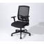 Chaise de bureau en maille noire à dossier haut avec conception ergonomique, accoudoirs, respirante, structure de siège, hauteur réglable, motif uni, forme carrée, style transitionnel