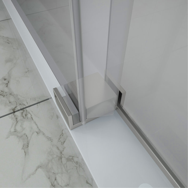 Shower Door 48" W X 76"H Single Sliding Bypass Shower Enclosure,Brushed Nickel