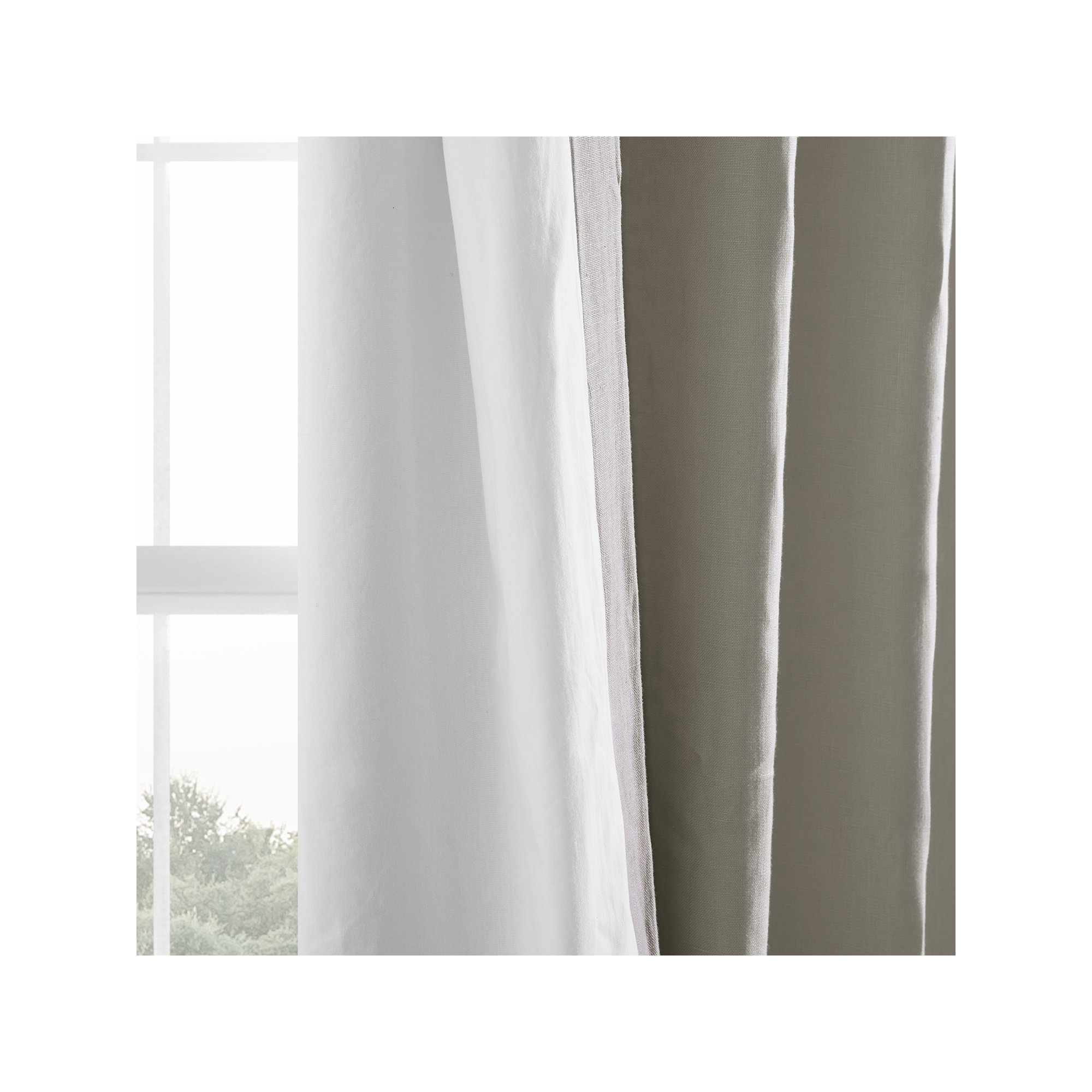 Briella French Linen Room Darkening Curtain, Fresh Khaki, 50" W x 96" L