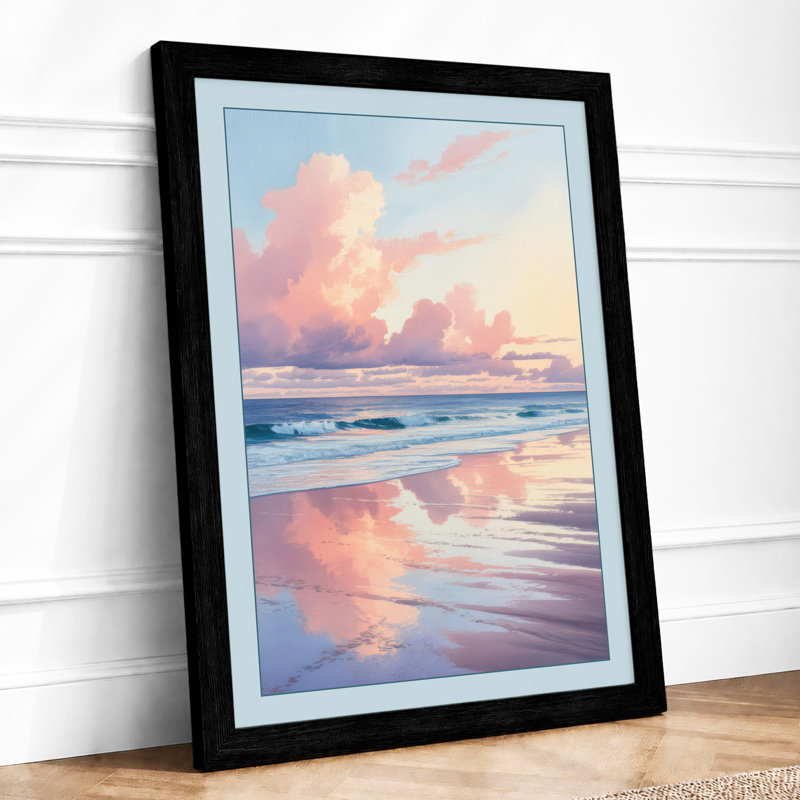 Dawn Beach Reflections Coastal - Print, A1 - 84.1 x 59.4 cm, Black