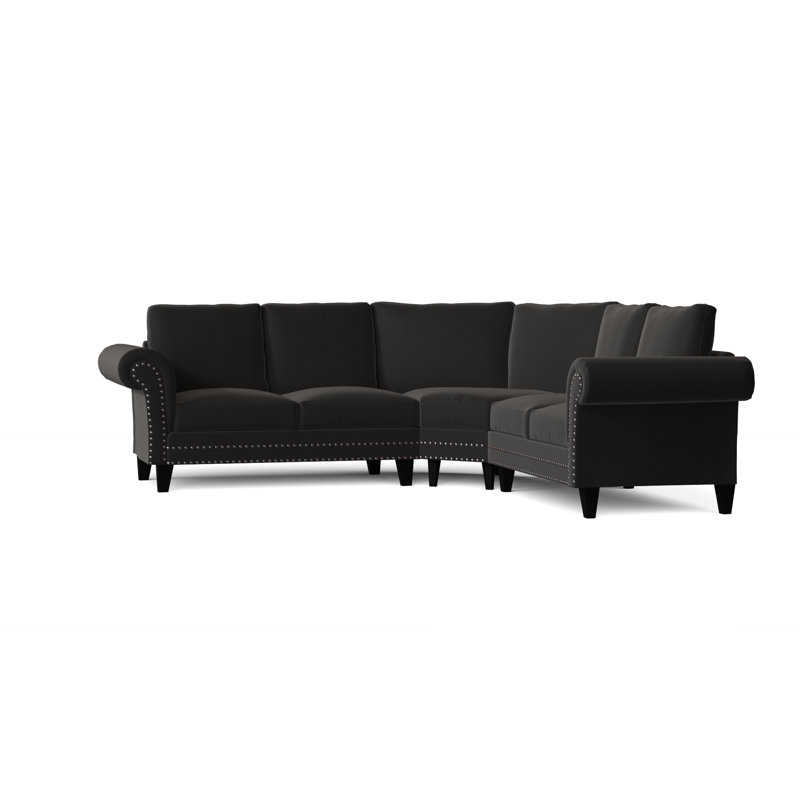 Canapé modulaire de coin symétrique 110 po Jenny, Argent, Ébène Key, Naturel